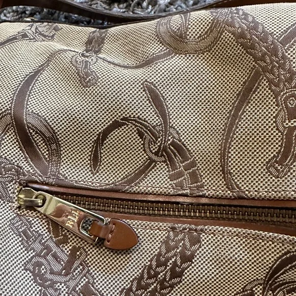 Lauren Ralph Lauren Women’s Brown Leather Trim Equestrian Tote Bag - Picture 16 of 16